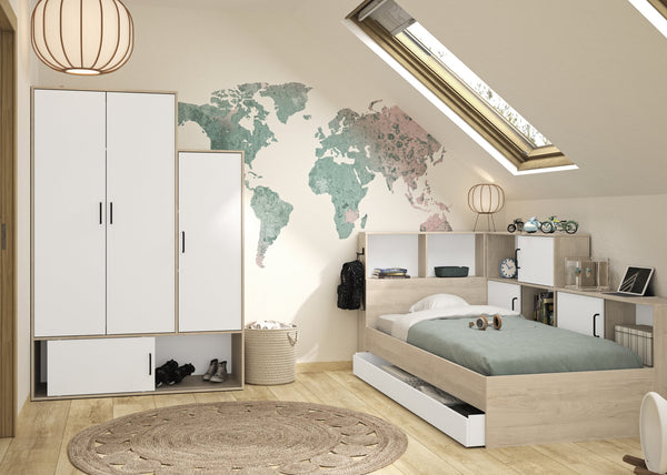 Armoire 4 portes dont 1 porte coulissante ERWAN