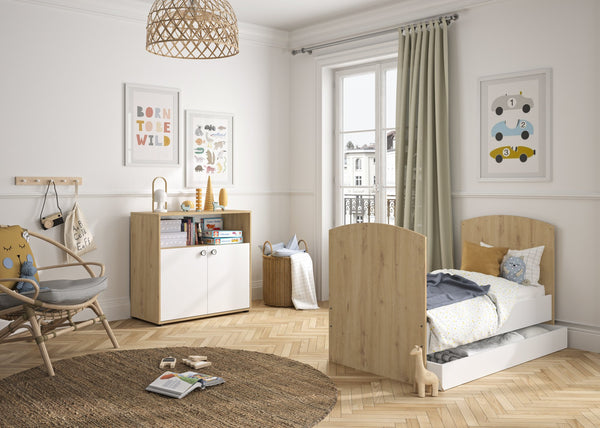 Ensemble Duo Lit 70x140 + Commode 2 portes