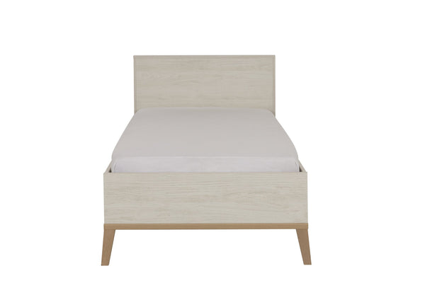 Lit 90x200 style scandinave finition blanc et bois - ALIKA