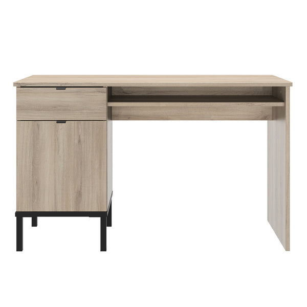 Bureau 1 porte 1 tiroir L120 cm finition bois et noir - CASTEL