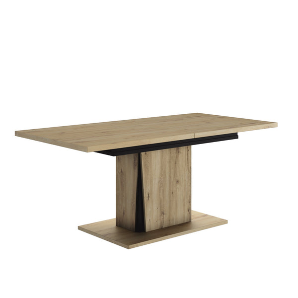 Table rectangulaire extensible avec rallonge intégrée L180/225 cm finition bois et noir - CRACK