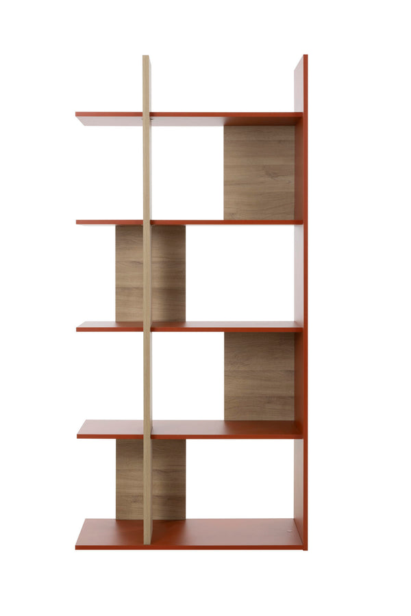 Bibliothèque ouverte L90 cm finition terracotta et bois - OCRA