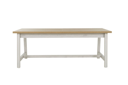 Table rectangulaire avec rallonge extensible L204/252 cm finition bois et bois blanchi - MANOSQUE