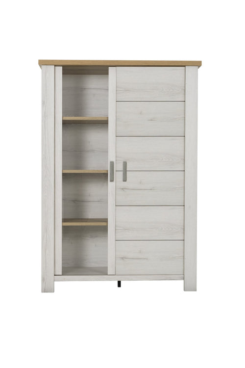 Buffet haut 2 portes L120 cm finition bois et bois blanchi - MANOSQUE