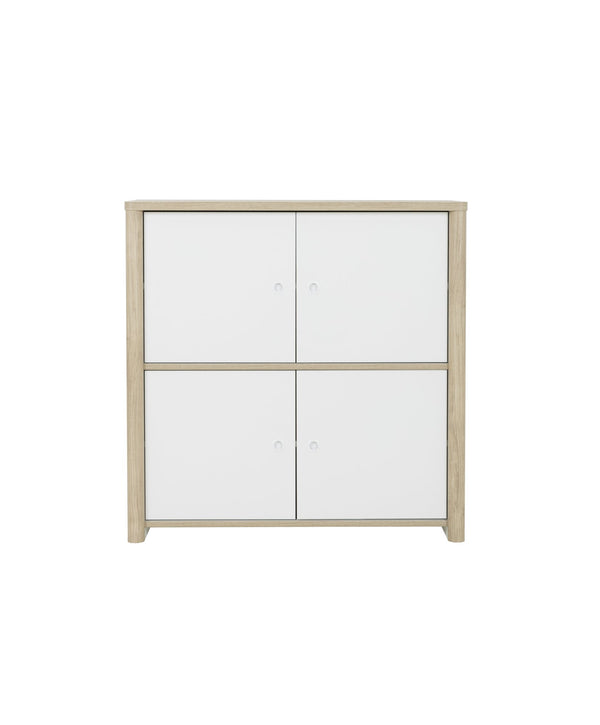 Rangement 4 portes L100 cm finition blanc et bois - MATIS