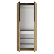 Dressing 2 portes L100 cm avec option tiroir et étagères finition bois et noir - RIVOLI