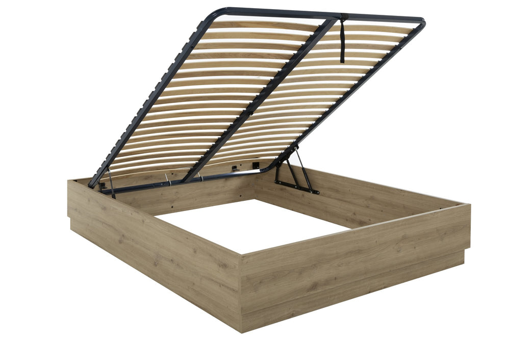 Lit coffre 140x190 finition chêne artisan - TIDY