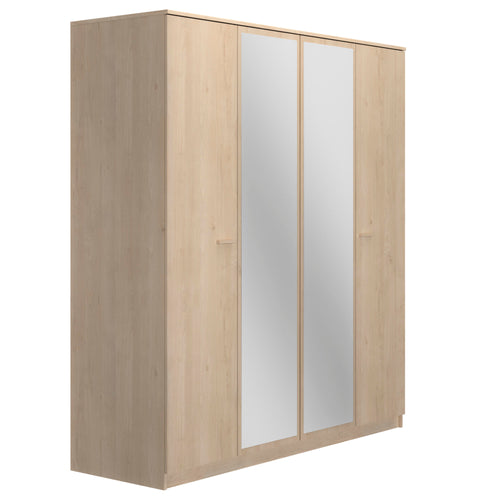 Armoire 4 portes avec miroirs L181 cm finition bois - TULLE