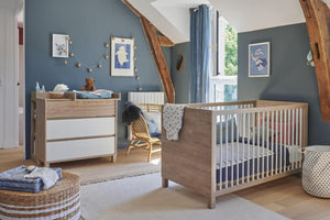 Chambre bébé Achille Lit+Commode+Armoire+Plan à langer+Petite bibliothèque