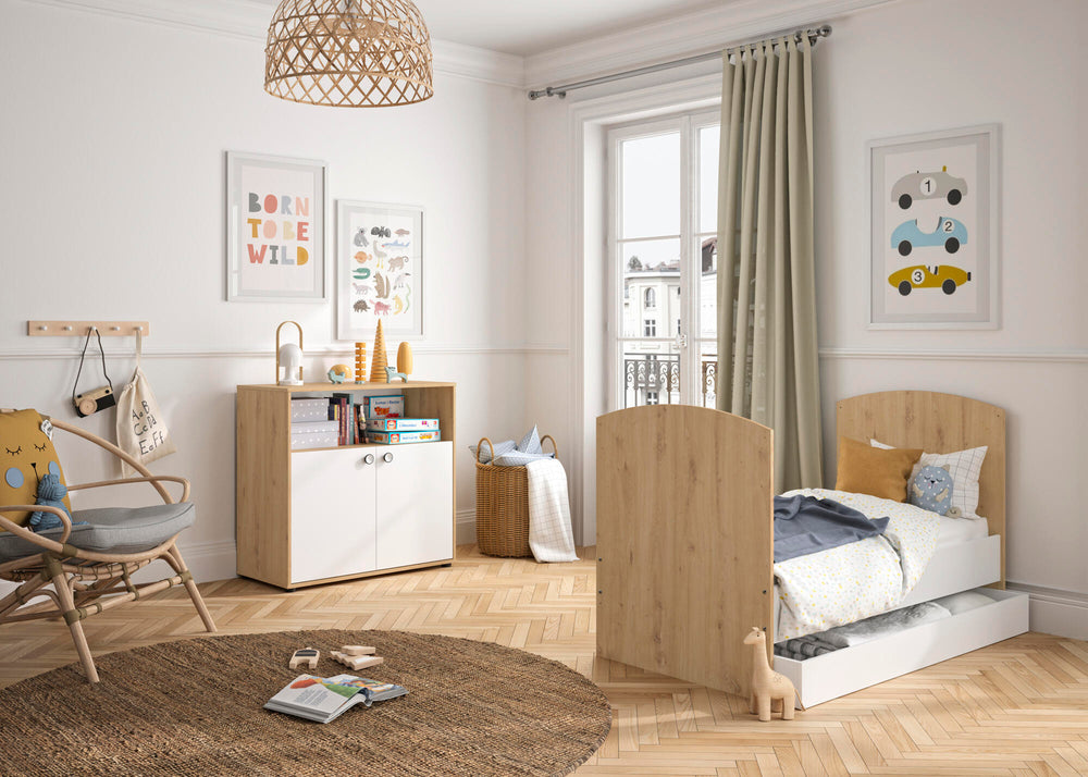 Ensemble Duo Lit 70x140 + Commode 2 portes