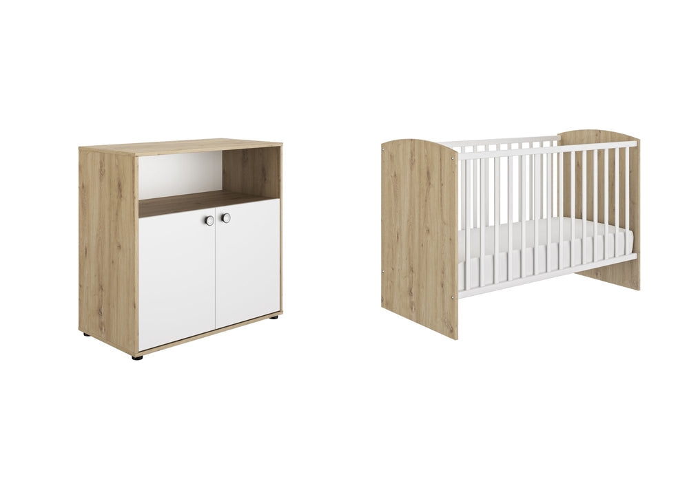 Ensemble Duo Lit 70x140 + Commode 2 portes