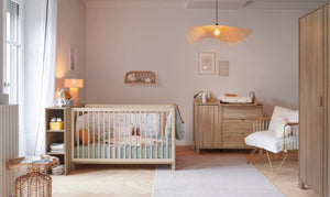 Chambre bébé Calypso Lit+Commode+Armoire+Plan à langer+Petite bibliothèque