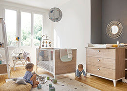 Chambre bébé Marcel Lit+Commode+Armoire+Plan à langer+Petite bibliothèque